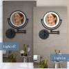 ZHANGY 8 Inch Wall Mounted Makeup Mirror with LED Lights, Plug 3X Magnifying Mirror, Wall 360Rotatable Extendable Double-Sided, Bathroom and in Beauty and Personal Care, Brushed Nickel view 4