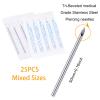 DJCIW 25PCS Mixed Body Piercing Needles, 12G 14G 16G 18G 20G Disposable Sterile Stainless Steel Piercing Needles for Ear Nose Navel Belly Nipple Tongue Lip Piercing view 2