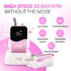 M Mase- Professional Nail Drill Machine - Coreless 2-in-1 Nail File - Electric, Cordless, 35000 RPM, HD Display - Electric Nail Drill for Professional & Home Use (Unicorn Pink) view 2