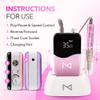 M Mase- Professional Nail Drill Machine - Coreless 2-in-1 Nail File - Electric, Cordless, 35000 RPM, HD Display - Electric Nail Drill for Professional & Home Use (Unicorn Pink) view 3