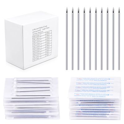 100PCS 18G Body Piercing Needles, Disposable Sterile Stainless Steel Piercing Needles for Nose Nostril Nose Screw Septum Ear Piercing