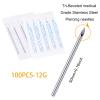 100PCS 12G Body Piercing Needles, Disposable Sterile Stainless Steel Piercing Needles for Ear Navel Belly Frenum Industrial PA Piercing view 2