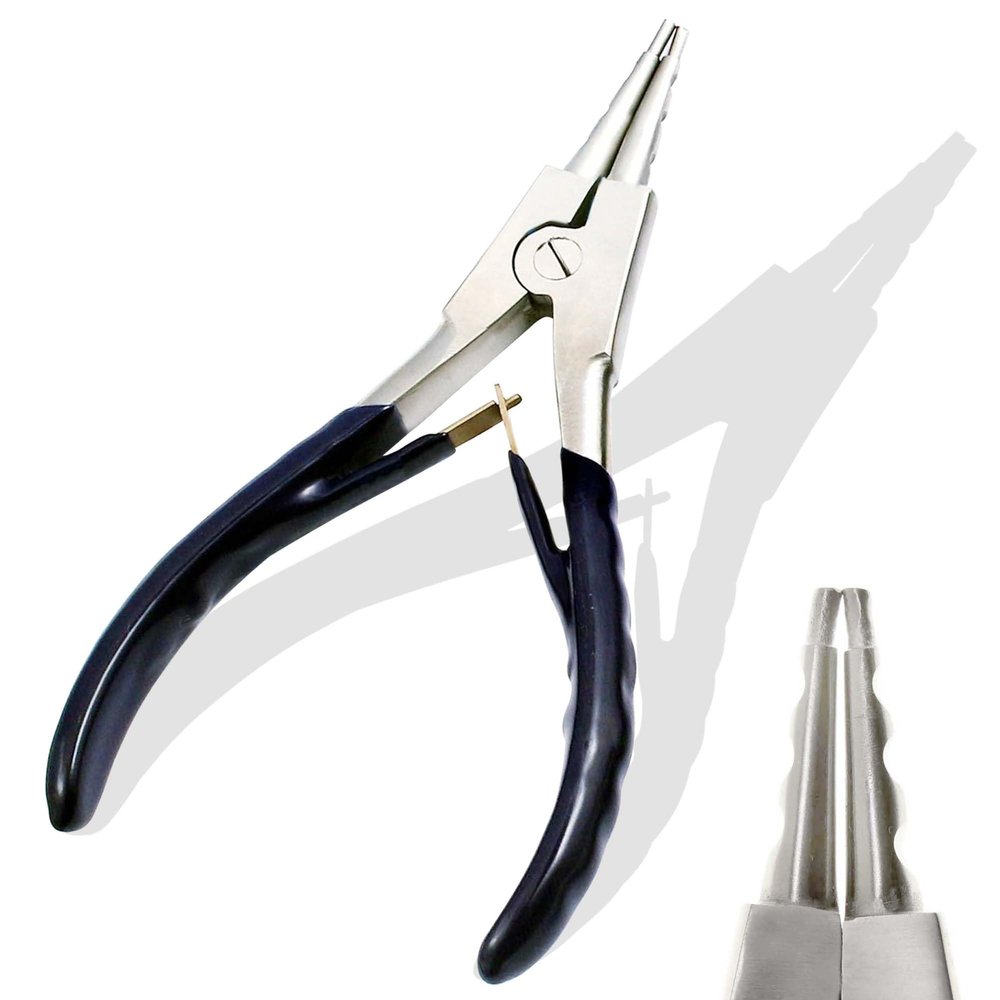 AAProTools Stainless Steel Ring Opening Pliers - Medium 6" Black Handle PVC Rubber Professional Use For Body Piercing Plier