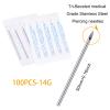 DJCIW 100PCS 14G Body Piercing Needles, Disposable Sterile Stainless Steel Piercing Needles for Septum Navel Belly Nipple Tongue Ear Industrial Piercing view 2