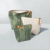 3pc Plaid & Stripes Travel Pouch Set Green/Cream - Hearth & Hand with Magnolia view 1