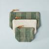 3pc Plaid & Stripes Travel Pouch Set Green/Cream - Hearth & Hand with Magnolia view 3