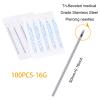 100PCS 16G Body Piercing Needles, Disposable Sterile Stainless Steel Piercing Needles for Cartilage Eyebrow Tragus Helix Rook Counch Monroe Ear Piercing view 2