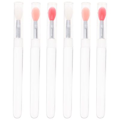 Beaupretty 6pcs Silicone Lip Brush with Lid for Lip Masks and Lipstick Application Portable Makeup Tool for Women Includes Transparent Colored Brushes