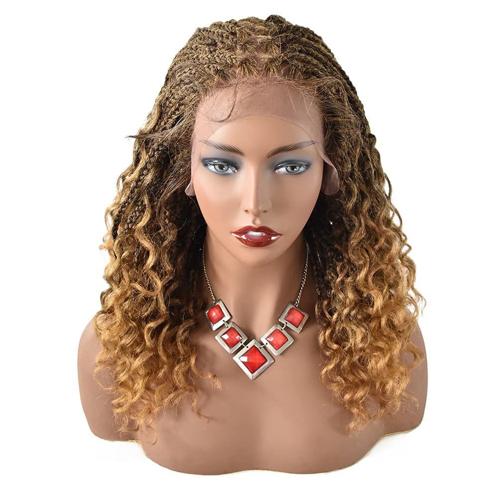 12.5x4.75 Hand Braided Swiss Lace Front Twisted Cornrow Braided Wigs with Baby (#1B/27T Black Mix Blonde)