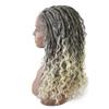 12.5x4.75 Hand Braided Swiss Lace Front Twisted Cornrow Braided Wigs (#1B/613T Black Blonde Ombre) view 2