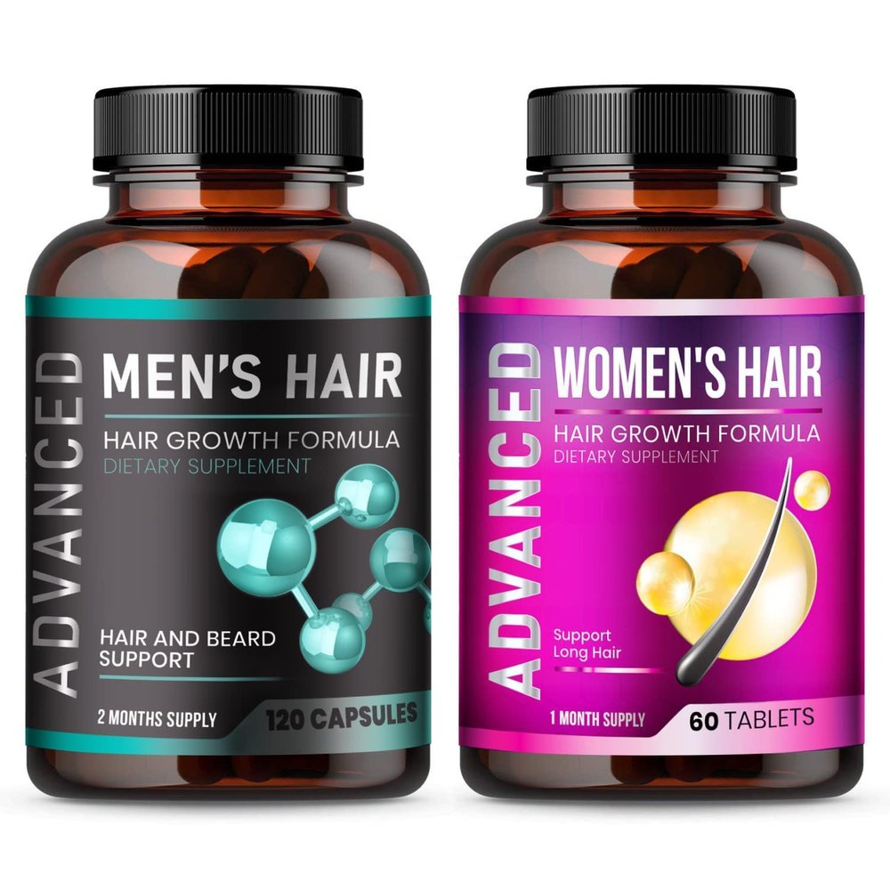 Hair Growth Vitamins For Men + Hair Growth Vitamins For Women.