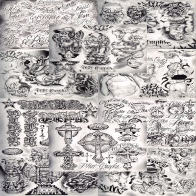 Boog From The Streets With Love Gangsta Style Tattoo Flash 10 Sheet Set 11x14" M, Great Tattoo Shop Investment For Display, Lowrider Artwork