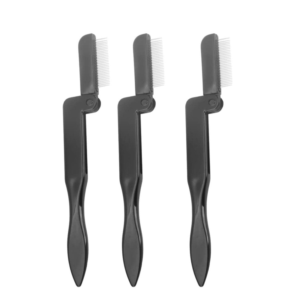 Beaupretty 3pcs Portable Eyebrow and Eyelash Combs Foldable Grooming Brushes for Beauty Salon Home Use for Separating Lashes and Styling Brows Lightweight Makeup