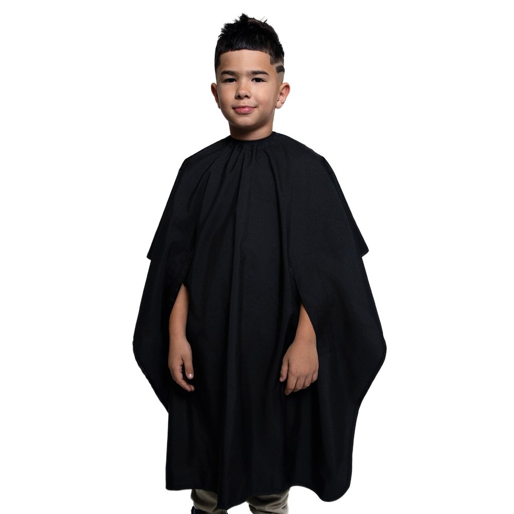Barber Strong The XL Barber Cape Haircut Cover for Men, 60" Width x 70" Long, Extra Wide Stretch Comfort Neck Closure, Hair Repelling and Static-Reducing, Water Resistant - Black