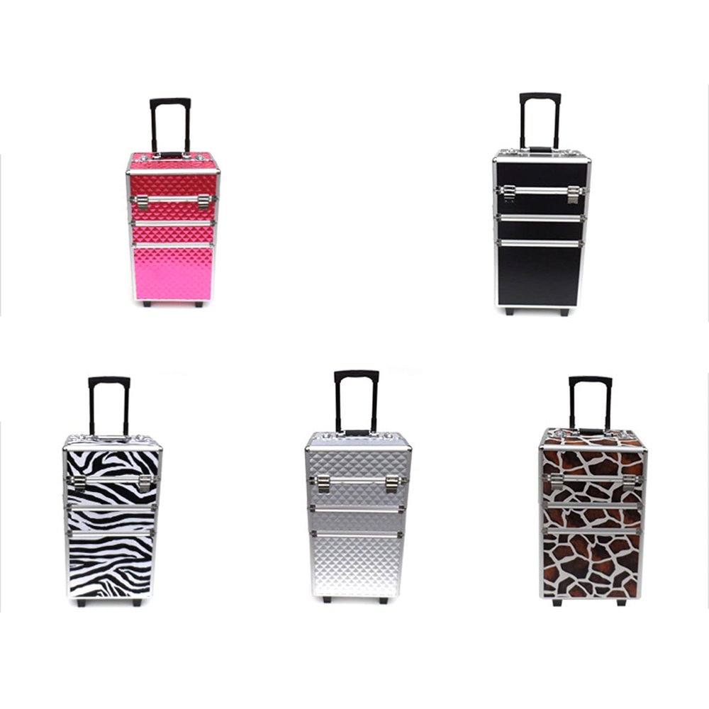 DWLOMHE Makeup Case Train Rolling Makeup Case, with Safe Lock Travel Cosmetic Organizer Box, for Dressing Room, Traveling Cosmetic Case