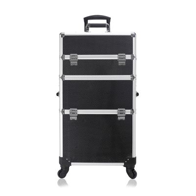 DWLOMHE Makeup Case Makeup Train Case Train Rolling Makeup Case, Professional Artist Trolley Studio Free Standing Case