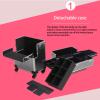 DWLOMHE Makeup Case Makeup Train Case Train Rolling Makeup Case, Professional Artist Trolley Studio Free Standing Case view 3