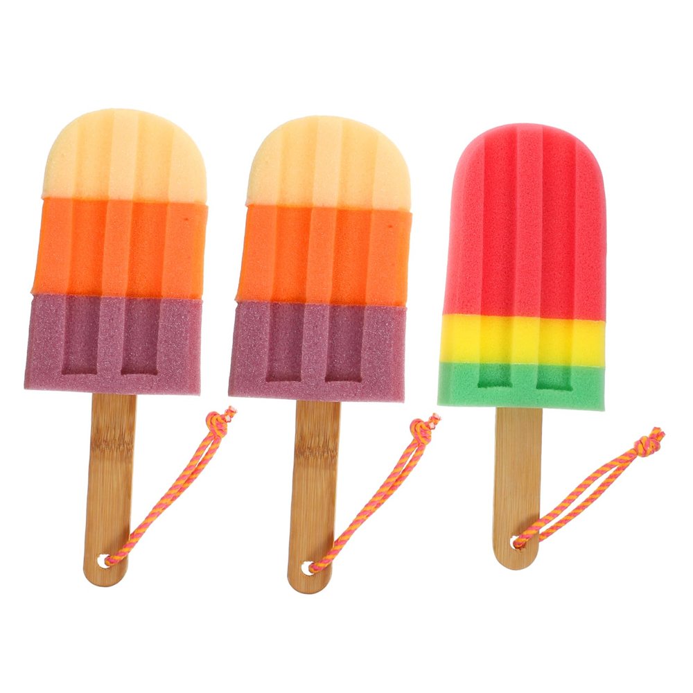 Body Sponges for Shower 3Pcs Popsicle Bath Sponge Ice Cream Shower Sponge Cute Bath Sponge Shower Body Sponge Body Loofah Shower Scrubber for Girls, Random Color Shower Loofah