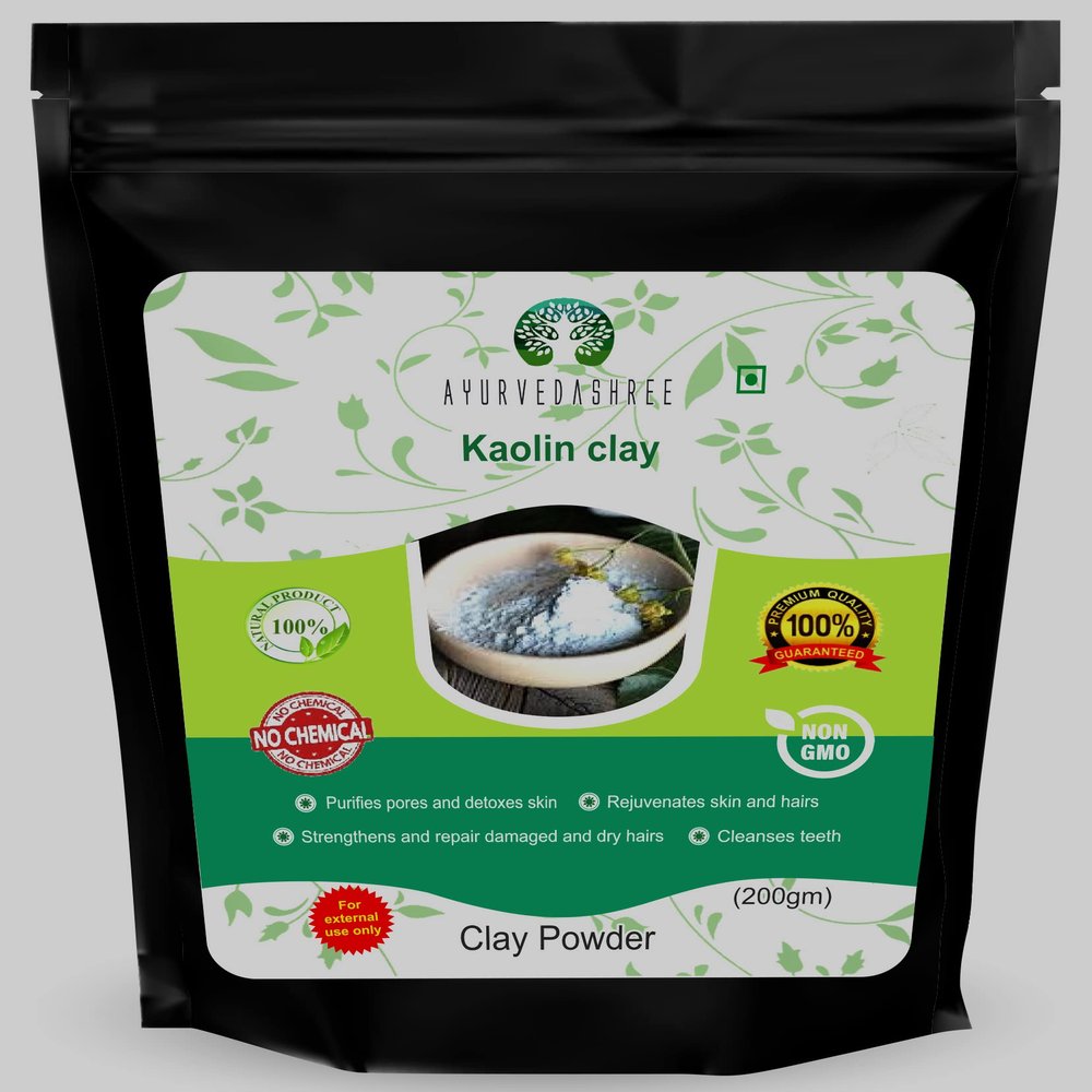 AYURVEDASHREE Kaolin Clay Powder 200 Gm - Gentle Exfoliator, Excellent for Skin Treatment