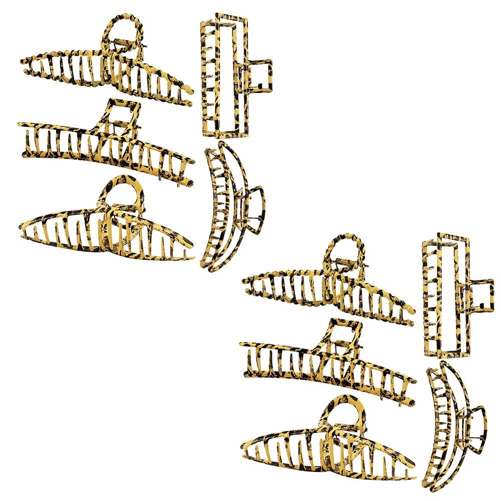 Magik 5-10 Pack Metal Jumbo Hair Claw Clip Large Strong Hold for Thick Hair Nonslip (10 Pack, Leopard)