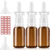 Nasal Spray Bottle, 3 Pcs 30ML/1oz Glass Amber Refillable Fine Mist Sprayers Atomizers, Small Empty Nasal Sprayer with Funnels and Labels view 1