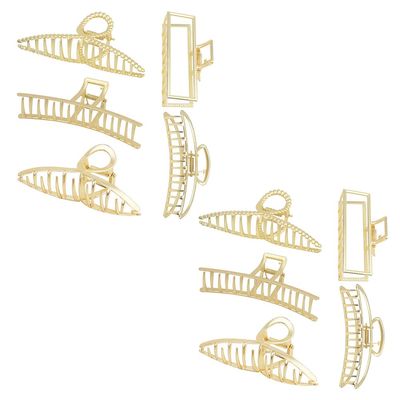 Magik 5-10 Pack Metal Jumbo Hair Claw Clip Large Strong Hold for Thick Hair Nonslip (10 Pack, Gold)