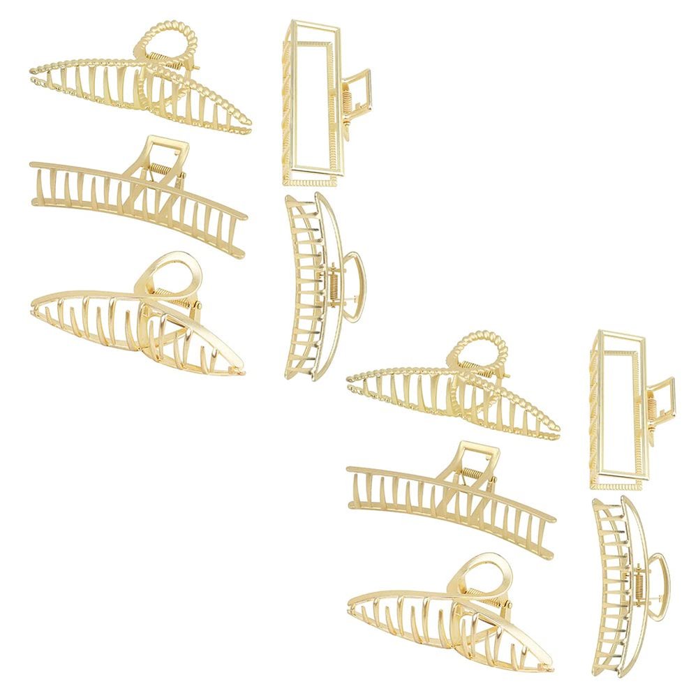 Magik 5-10 Pack Metal Jumbo Hair Claw Clip Large Strong Hold for Thick Hair Nonslip (10 Pack, Gold)