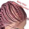 13''x6.5'' Soft Swiss Lace Front Hand Braided Wigs for African American Girls Baby Hair Front for Natural Looking Premium Quality Synthetic Hair 31'' Long Light Weight (#T1B/BUG Black Mix Red) view 3