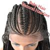 13''x6.5'' Soft Swiss Lace Front Hand Braided Wigs for African American Girls Baby Hair Front for Natural Looking Premium Quality Synthetic Hair 31'' Long Light Weight (#1B Black) view 4