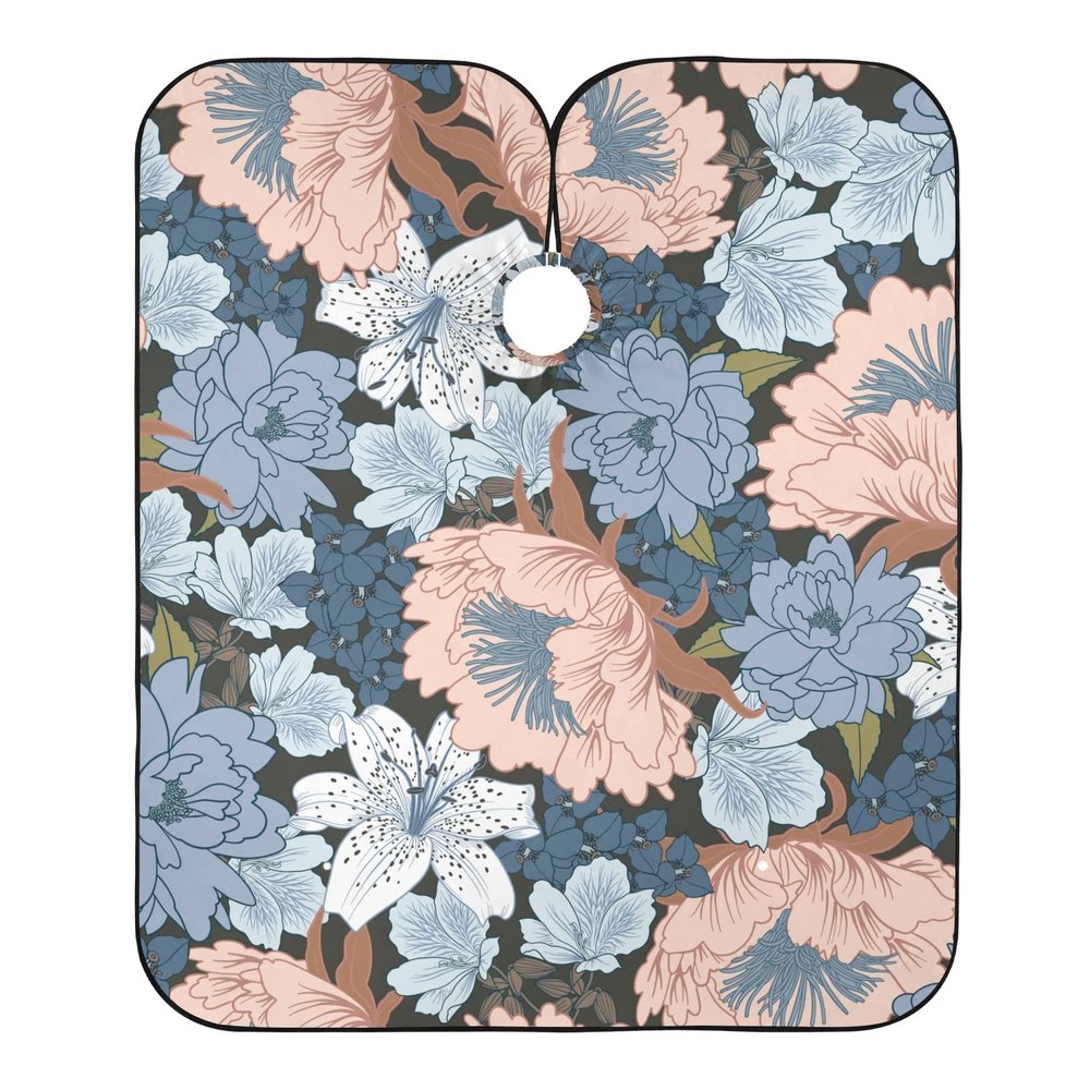 ALAZA Colorful Flowers Barber Cape for Men Women, Waterproof Haircut Apron Beard Shaving Bib Hair Cutting Cloth 55 x 65 Inch