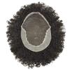 Afro Kinky Curly Mens Toupee Soft French Lace Clear Poly Hair Replacement System Brazilian Human Hair piece 4mm-12mm Afro Wave Natural Hairline (8x10''-120% Medium Density, 1B# Off Black--4mm afro wave) view 1