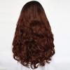 YTOOZ Chemical Fiber Wig Female 26 Inch Dark Brown Gradient Long Curly Hair Front Bud Silk Screen Half Hand-Woven High Density Soft and Shiny view 3