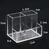 KW Collection Acrylic Makeup Organizer Cosmetic Storage Makeup Display Case Makeup Brush Holder Lipstick Dispenser Canister Bathroom Container (5.1 x 3.5 x 3.9 in, 3 Partitions, Transparent) view 3