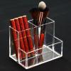 KW Collection Acrylic Makeup Organizer Cosmetic Storage Makeup Display Case Makeup Brush Holder Lipstick Dispenser Canister Bathroom Container (5.1 x 3.5 x 3.9 in, 3 Partitions, Transparent) view 4