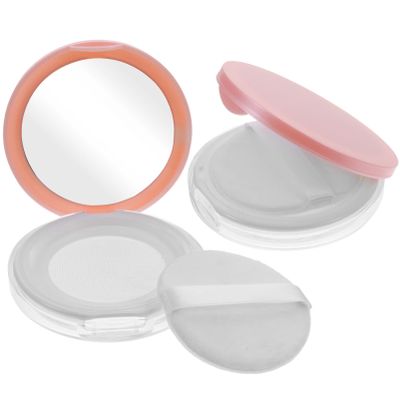 Beaupretty 2pcs Portable Loose Case Ultra Thin Makeup Compact Puff Mirror Elasticated Net Sifter