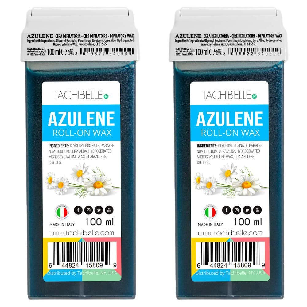 TACHIBELLE ROLL-ON wax, body Hair Removal Wax Cartridge, for Professional or Home uses Made In Italy (Azulene, 2 Count)