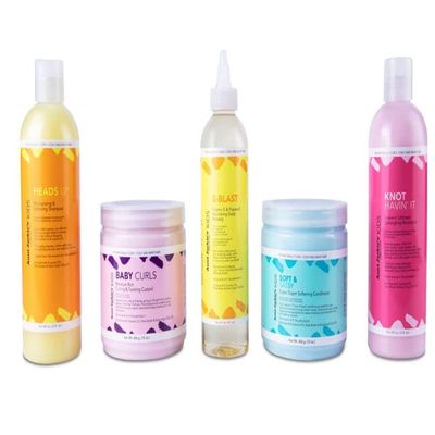 Aunt Jackies Kids Hair Care Bundle 5 Full-Size Products for Easier Combing, Styling & Nourishing Hair Made with Natural Herbal & Botanical Ingredients (12 oz, 15 oz, 8 oz)