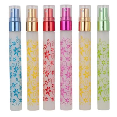 10ML Glass Perfume Bottles Empty Spray Perfume Bottles Round Refillable Portable Flower Printed Perfume Atomizer Vials Cosmetic Containers for Perfume Essential Oils Liquids,6 Colors