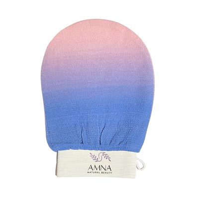 AMNA NATURAL BEAUTY Exfoliating Gloves | Exfoliating Kessa Glove | Kessa Hmmam Scrubbing Glove | Colorful Moroccan Exfoliating Gloves (Pink/Blue Gradient)