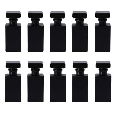30ML Glass Perfume Bottles Empty Spray Perfume Bottles Square Refillable Portable Empty Refillable Perfume Atomizer Vials Reusable Cosmetic Containers for Perfume Essential Oils Liquids,10 Pack (Black)