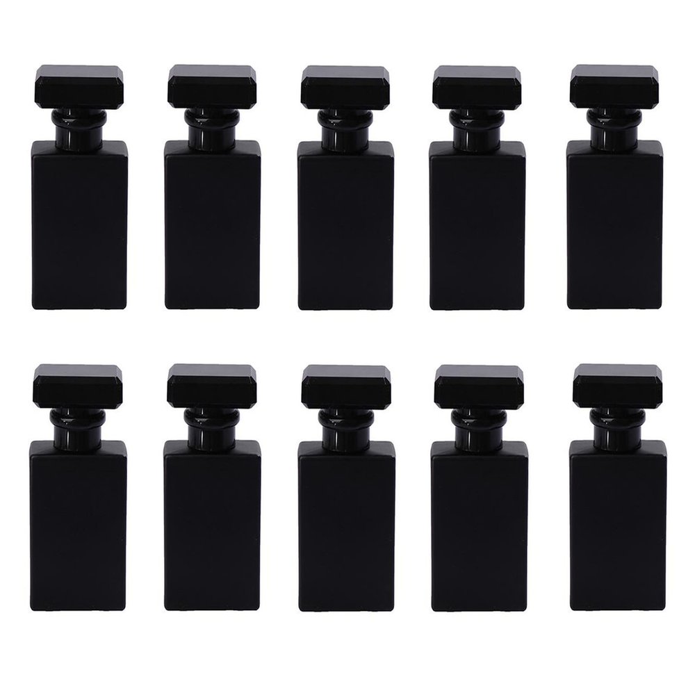 30ML Glass Perfume Bottles Empty Spray Perfume Bottles Square Refillable Portable Empty Refillable Perfume Atomizer Vials Reusable Cosmetic Containers for Perfume Essential Oils Liquids,10 Pack (Black)