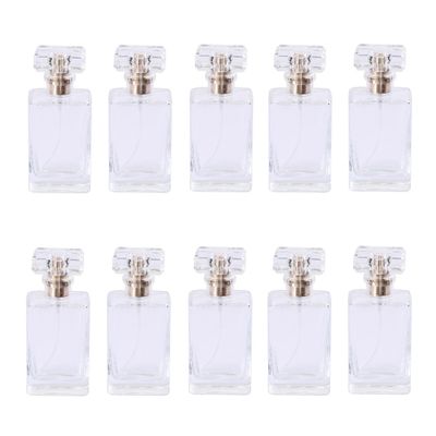 30ML Glass Perfume Bottles Empty Spray Perfume Bottles Square Refillable Portable Empty Refillable Perfume Atomizer Vials Reusable Cosmetic Containers for Perfume Essential Oils Liquids,10 Pack (Clear)