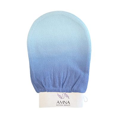 AMNA NATURAL BEAUTY Exfoliating Gloves | Exfoliating Kessa Glove | Kessa Hmmam Scrubbing Glove | Colorful Moroccan Exfoliating Gloves (Blue Gradient)