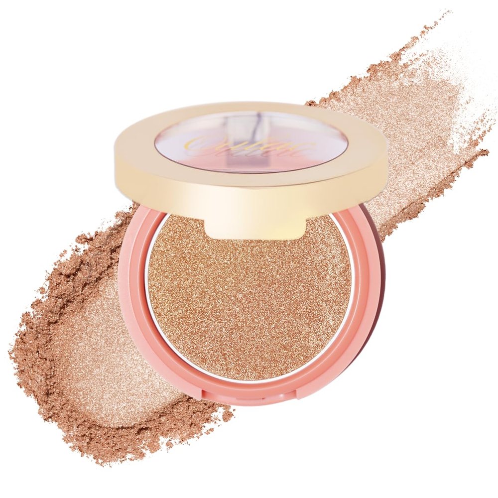 Oulac Highlighter Makeup Blush| 2 in 1 Powdery Cream Texture Blush & Highlighter| Golden Hour Makeup Bronzer Illuminating | Rich Colors &Blendable | Vegan & Cruelty-Free| F08 Glow Gold 4.8g
