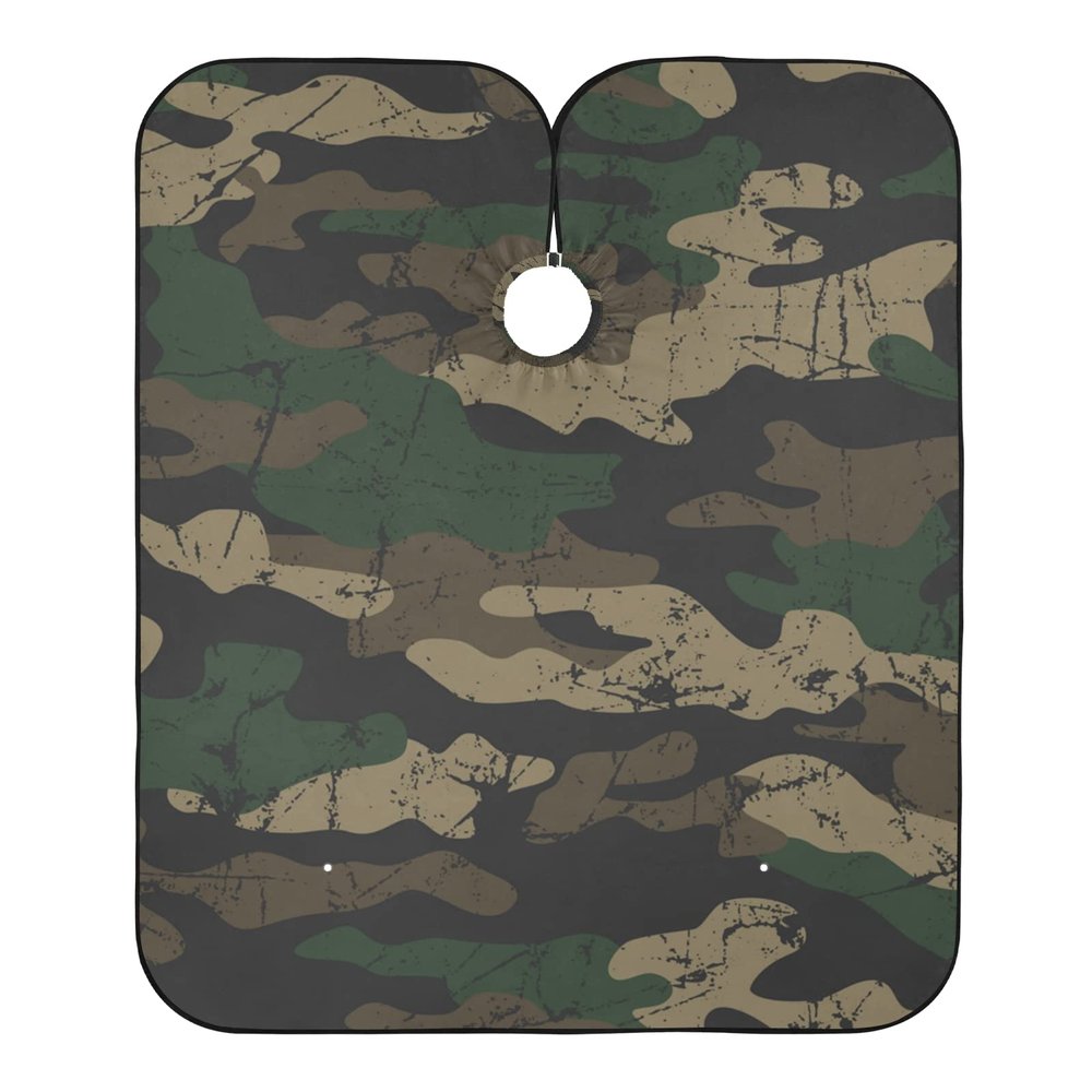ALAZA Vintage Camouflage Barber Cape for Men Women, Waterproof Haircut Apron Beard Shaving Bib Hair Cutting Cloth 55 x 65 Inch