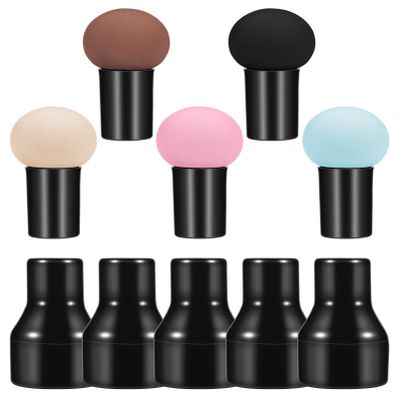 Beaupretty 5pcs Mushroom Shape Makeup Sponges Powder Puff for Liquid Foundation and Concealer Wet Dry Use Skin-friendly Material Storage Cover Random Colors
