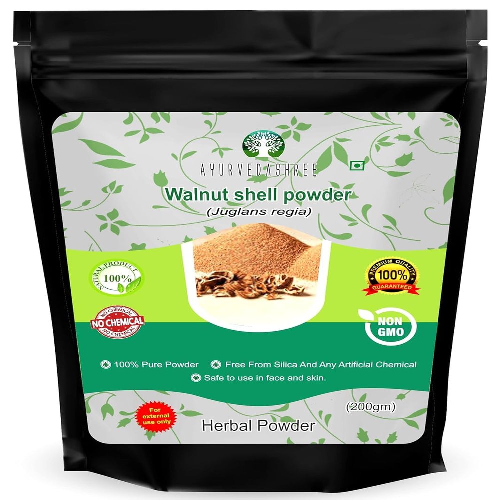 AYURVEDASHREE Walnut Shell Powder for Scrub Formulation 200 Gm | No Silica and Any Artificial Additives | for Homemade Natural Scrub | Exfoliating Face Mask, Exfoliates Skin Gently