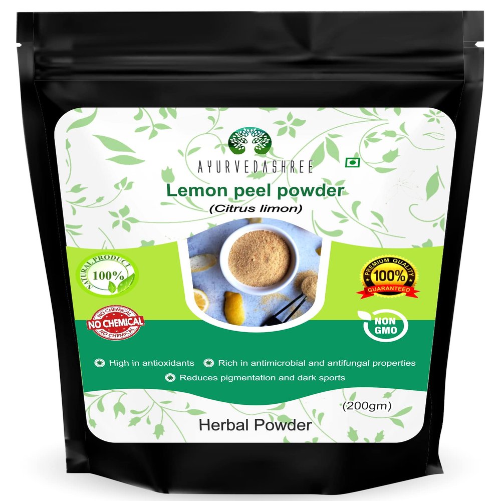 AYURVEDASHREE Lemon Peel Powder 200 Gm | 100% Pure | Processed from Sun-Shade Dried Lemon Peel