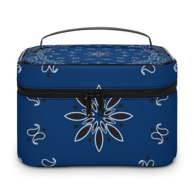 FunnyStar Blue Paisley Bandana Makeup Organizer Bag Travel Toiletry Cosmetic Storage Case for Women