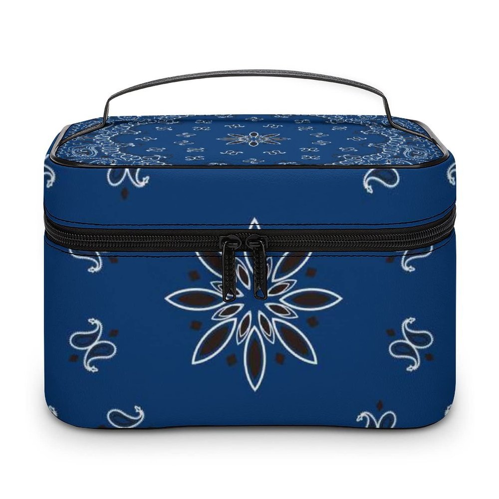 FunnyStar Blue Paisley Bandana Makeup Organizer Bag Travel Toiletry Cosmetic Storage Case for Women